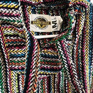 Thick Woven Sweatshirt Rainbow Hippie Size M - Rasta Aztec Style Pullover